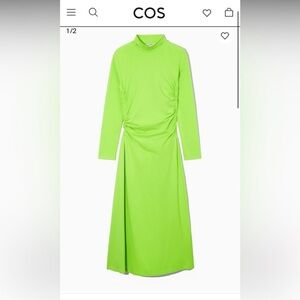 COS lime neon green midi dress like new